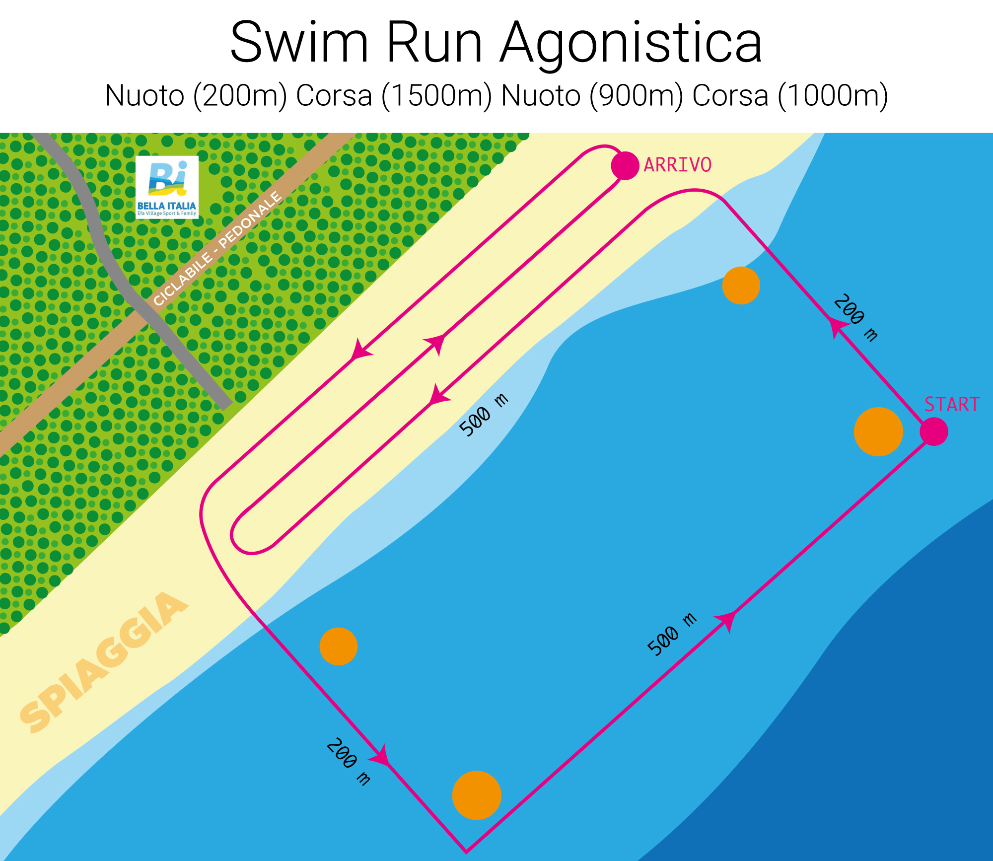 Percorso manifestazione Agonistica SWIM RUN Lignano Open Water Swim Competition 2023